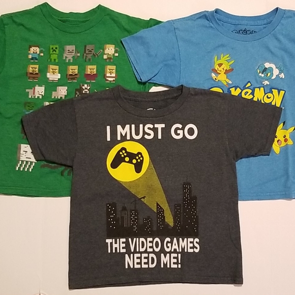 Other - Mindcraft-Pokemon-Video Games T Shirt Bundle of 3